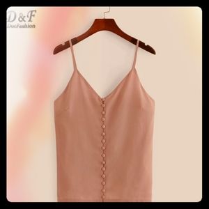 Gorgeous Baby Pink Chiffon Button Tank Top!
